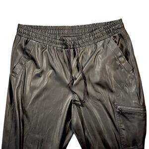 Karl Lagerfeld Paris Black Faux Leather Cargo Joggers XL – Luxe Streetwear